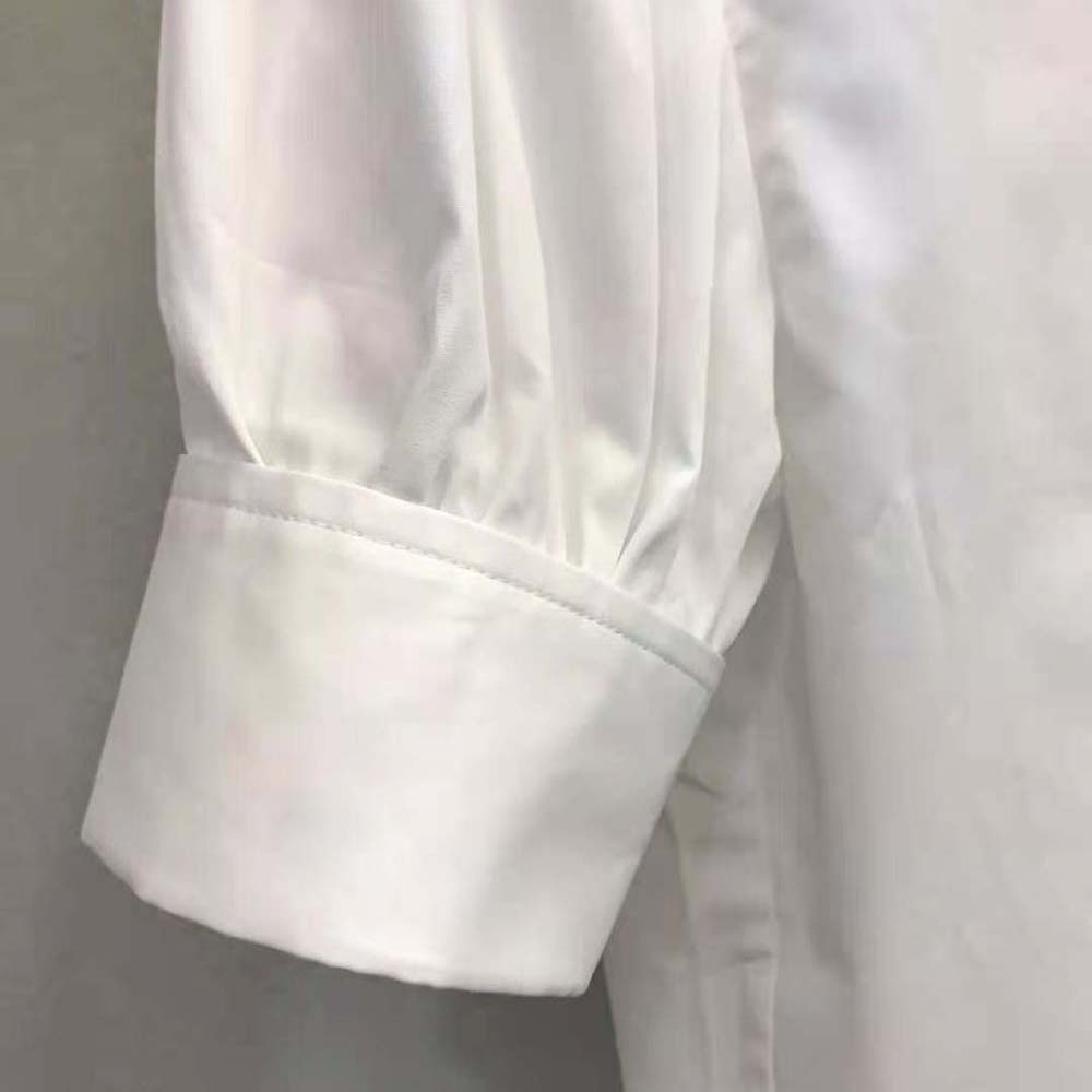 Dior Women Puffed Short-Sleeved Blouse White Cotton Poplin - image 6