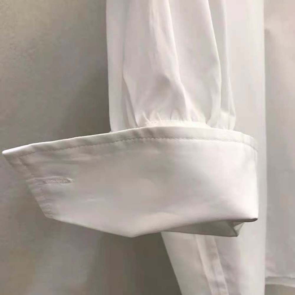 Dior Women Puffed Short-Sleeved Blouse White Cotton Poplin - image 5