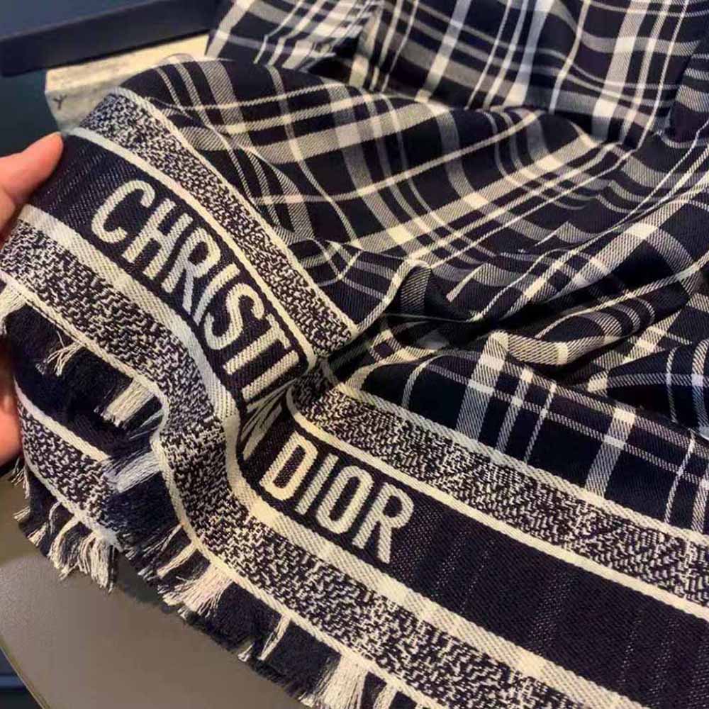 Dior Women Reversible Dior Oblique Blanket Navy Blue Cashmere, Virgin Wool and Silk - image 6