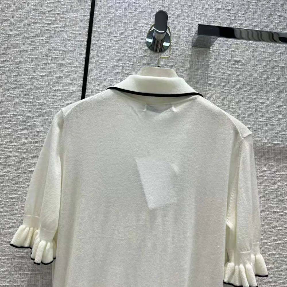 Dior Women Short-Sleeved Sweater White Cashmere and Silk Knit - image 5
