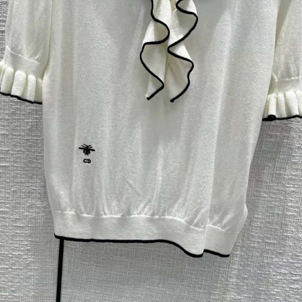 Dior Women Short-Sleeved Sweater White Cashmere and Silk Knit - image 7