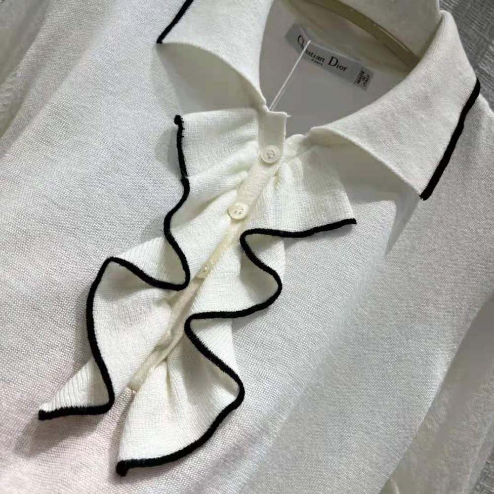 Dior Women Short-Sleeved Sweater White Cashmere and Silk Knit - image 6