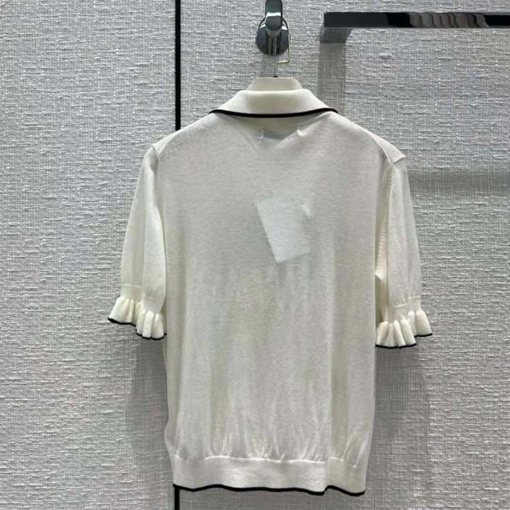 Side angle showing silhouette of Dior Women Short-Sleeved Sweater White