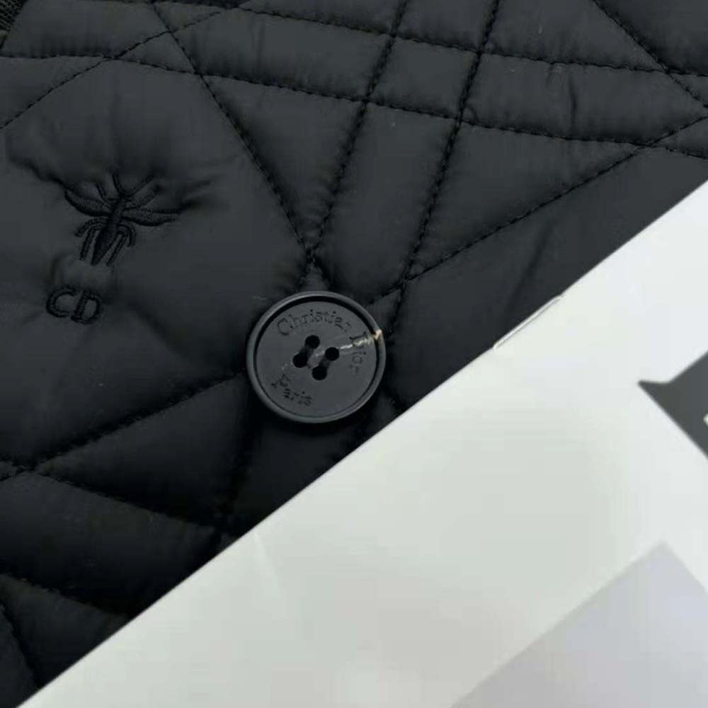 Dior Women Sleeveless Cropped Macrocannage Vest Navy Blue Quilted Technical Taffeta - image 9