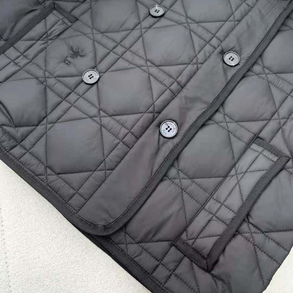 Dior Women Sleeveless Cropped Macrocannage Vest Navy Blue Quilted Technical Taffeta - image 8