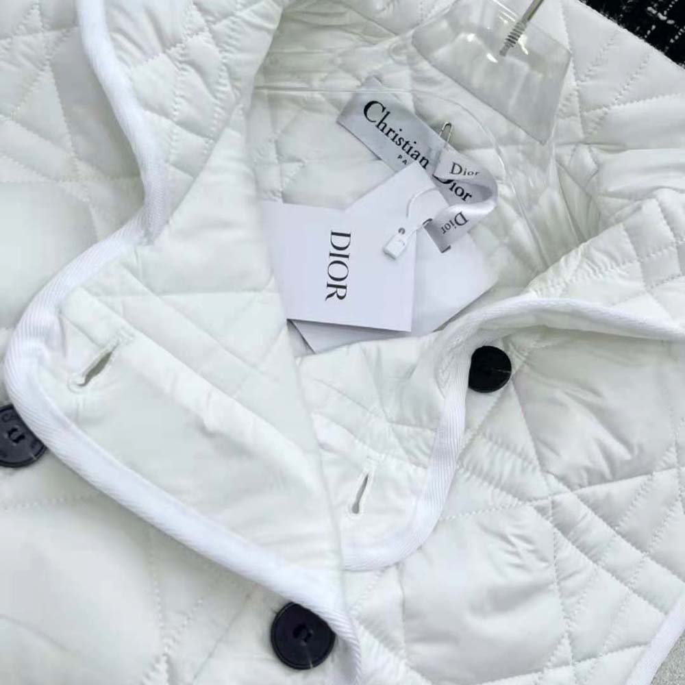 Dior Women Sleeveless Cropped Macrocannage Vest White Quilted Technical Taffeta - image 9