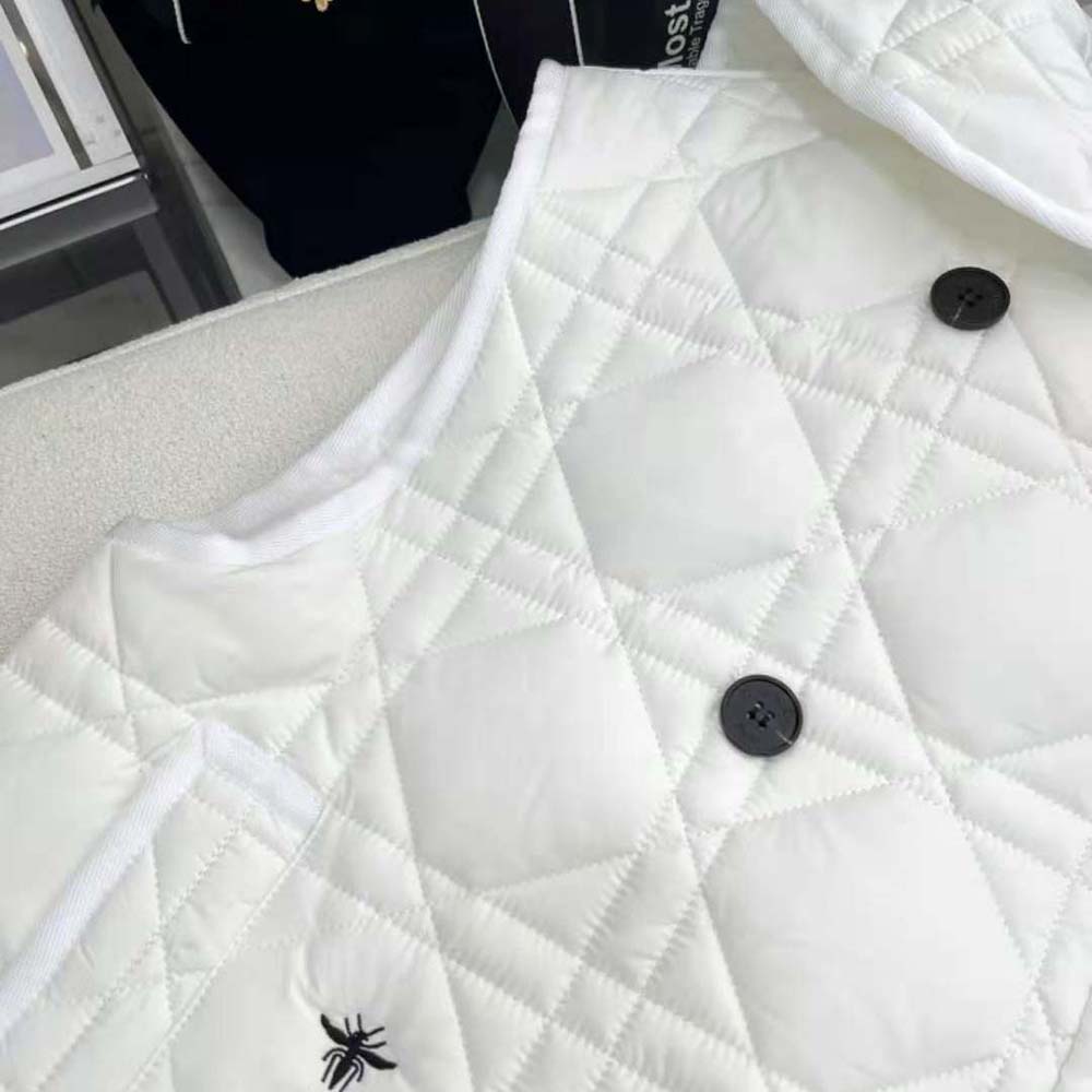 Dior Women Sleeveless Cropped Macrocannage Vest White Quilted Technical Taffeta - image 7