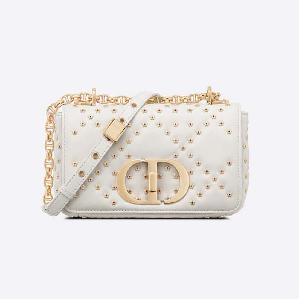 Front view of Dior Women Small Dior Caro Bag Latte Lucky Star Cannage Lambskin