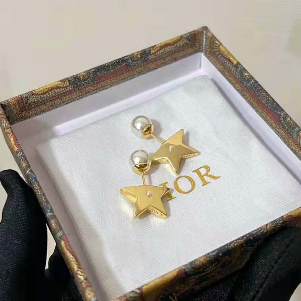 Side angle showing dual-sided design of Dior Women Tribales Earrings
