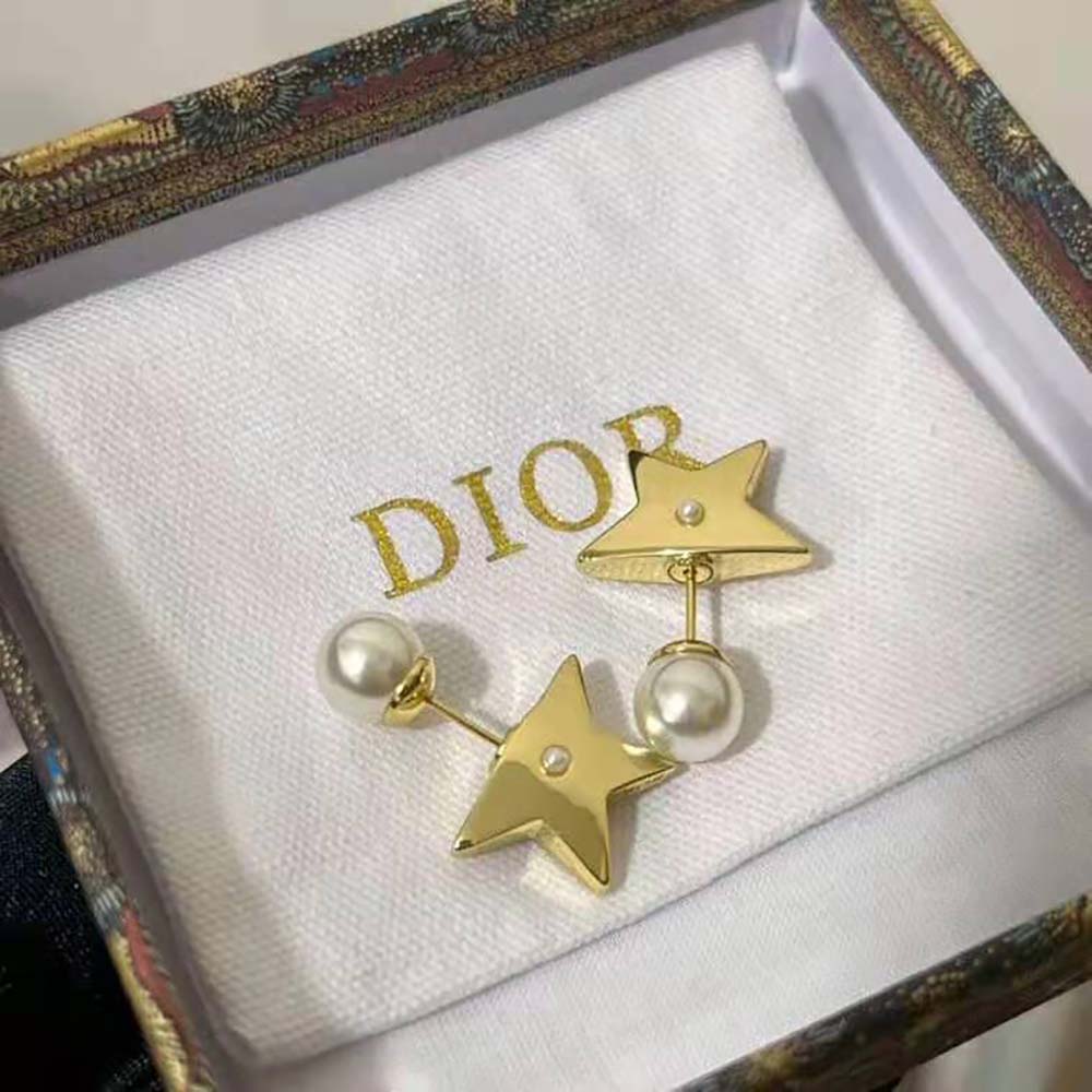 Dior Women Tribales Earrings Gold-Finish Metal and White Resin Pearls - image 5