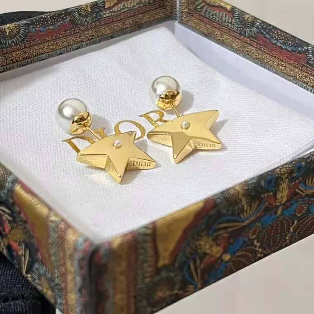 Dior Women Tribales Earrings Gold-Finish Metal and White Resin Pearls - image 4