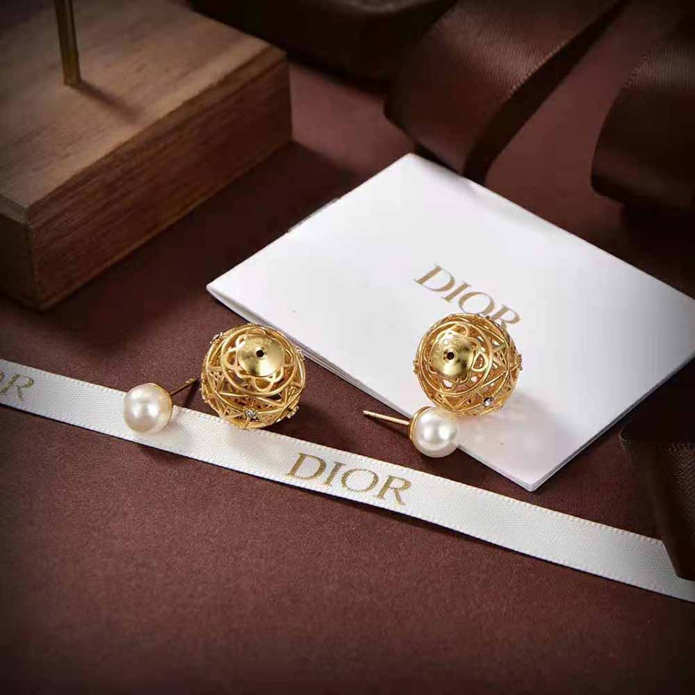 Back view of Dior Women Tribales Earrings with secure stud closure