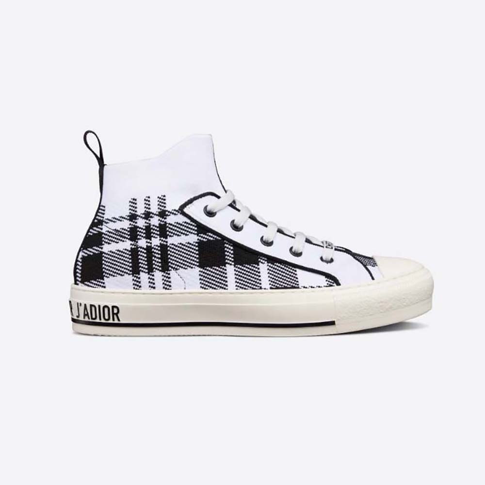 Side view of Dior Women Walk’N’Dior Sneaker Black and White Check’n’Dior Technical Mesh