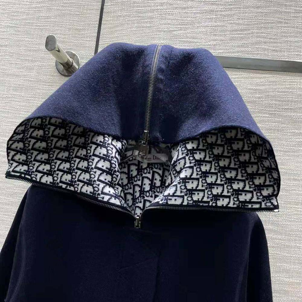Dior Women Zipped-Hood Peacoat Navy Blue Double-Sided Wool and Silk with Dior Oblique Interior - image 5