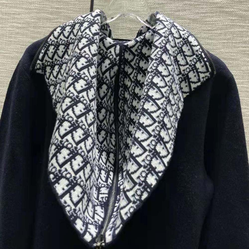Dior Women Zipped-Hood Peacoat Navy Blue Double-Sided Wool and Silk with Dior Oblique Interior - image 7
