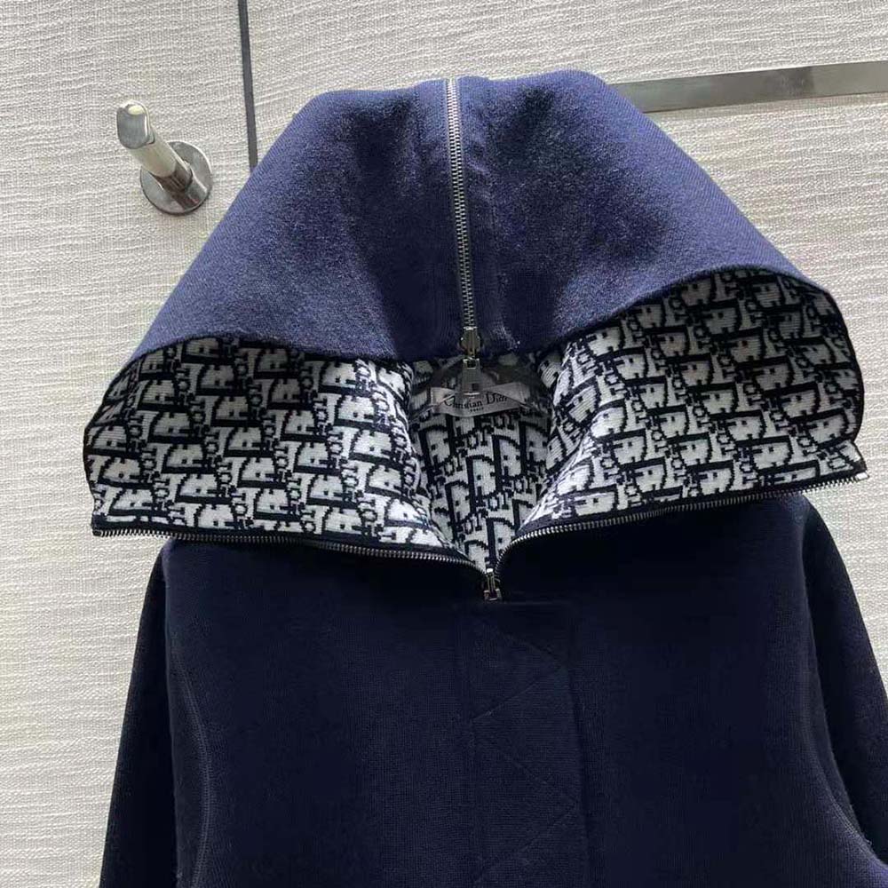Dior Women Zipped-Hood Peacoat Navy Blue Double-Sided Wool and Silk with Dior Oblique Interior - image 6