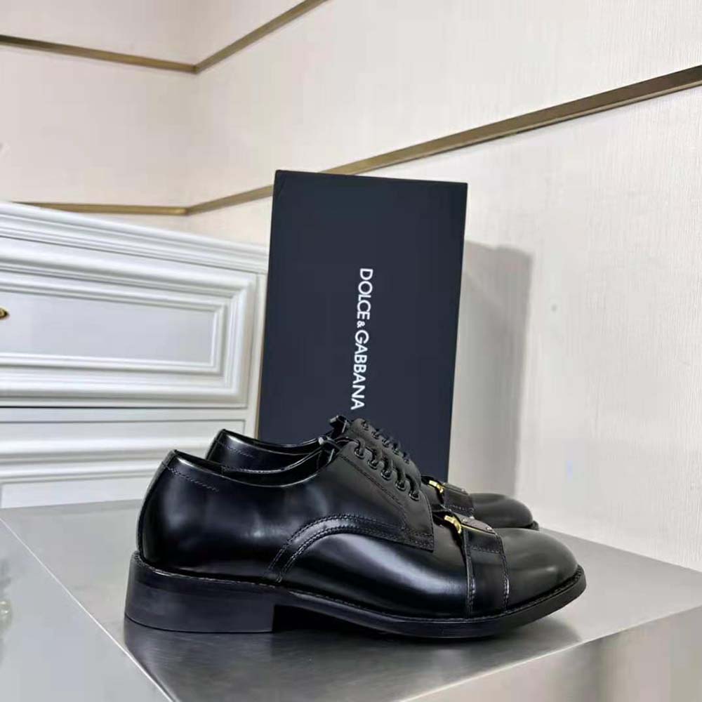 Dolce Gabbana D&G Men Brushed Calfskin Derby Shoes with Branded Plate - image 5