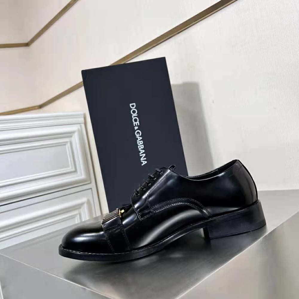 Dolce Gabbana D&G Men Brushed Calfskin Derby Shoes with Branded Plate - image 7