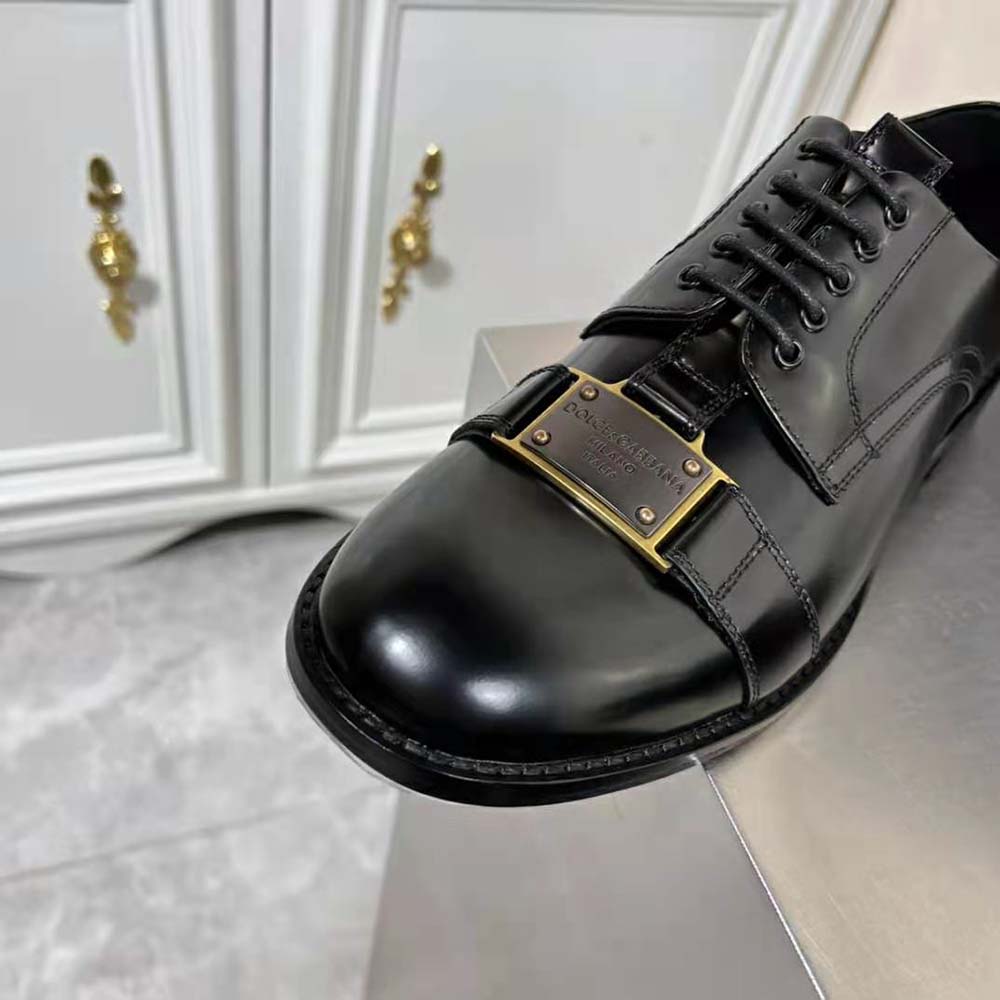 Dolce Gabbana D&G Men Brushed Calfskin Derby Shoes with Branded Plate - image 9