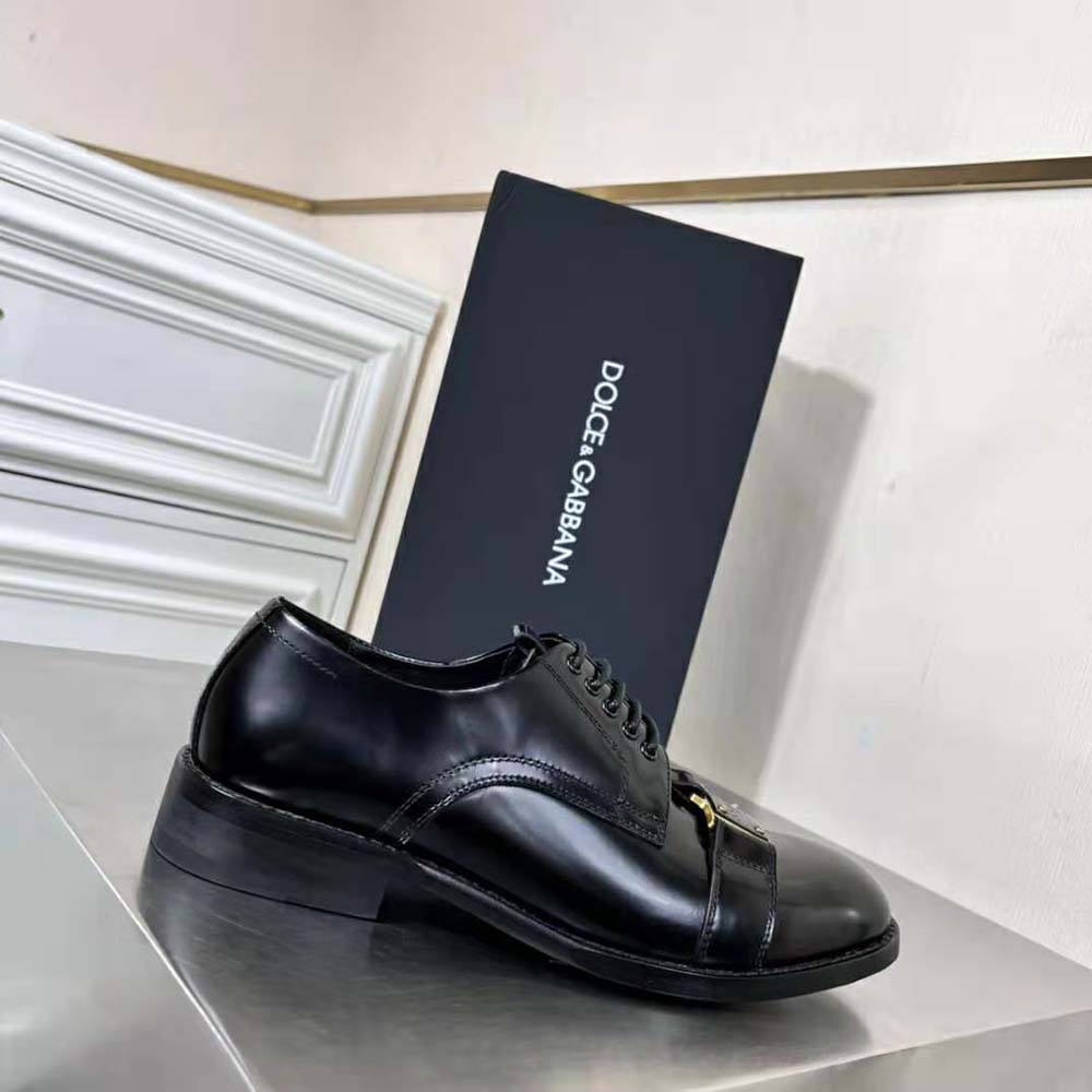 Dolce Gabbana D&G Men Brushed Calfskin Derby Shoes with Branded Plate - image 6