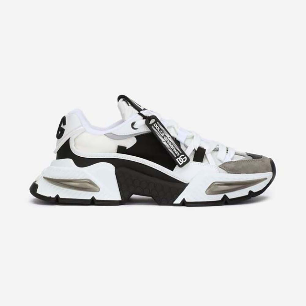 Side profile of Dolce Gabbana D&G Unisex Mixed-Material Airmaster Sneakers in black