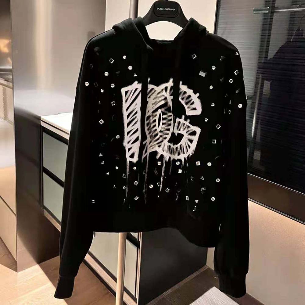 Close-up of DG logo print on Dolce Gabbana D&G Women Jersey Sweatshirt