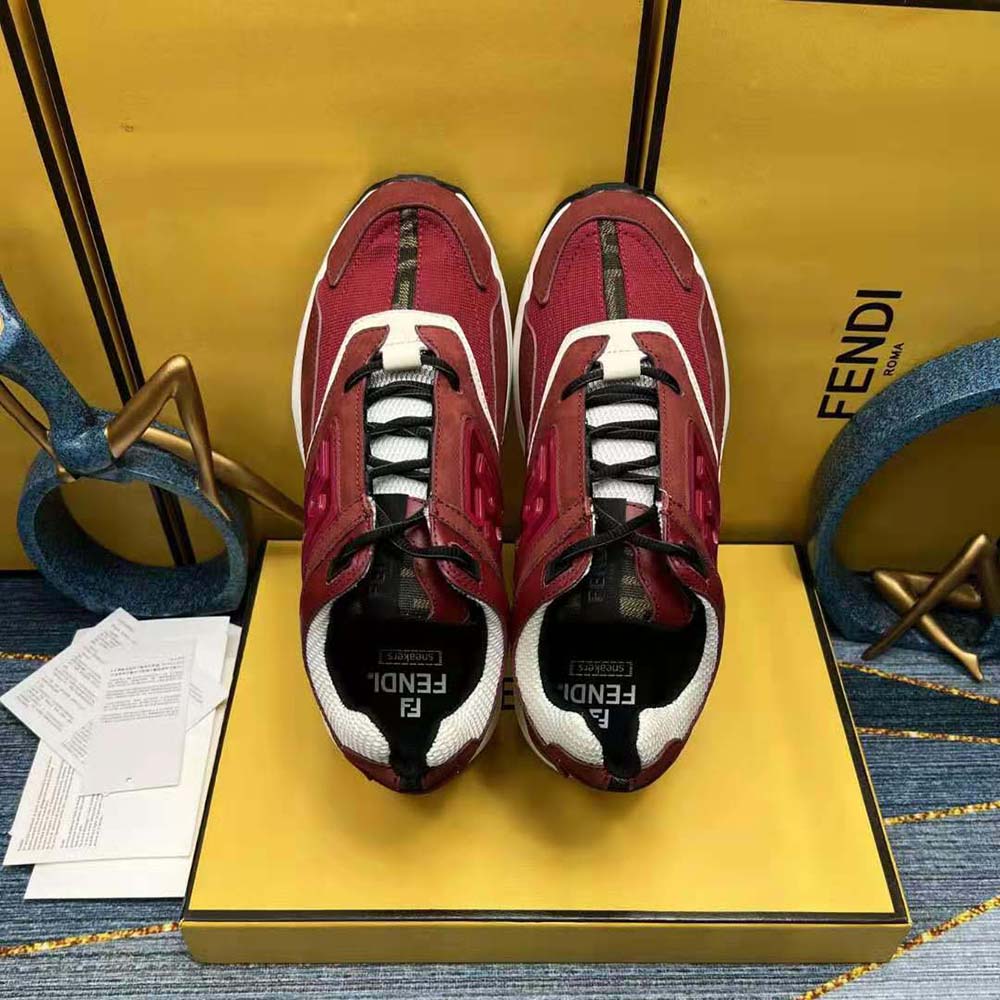 Top angle showing lace-up detail on Fendi Men Faster Trainers
