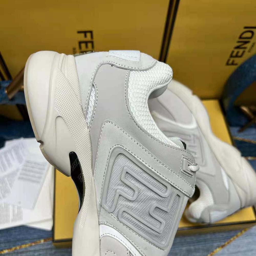 Fendi Men Faster Trainers White Nubuck Leather Low-Tops - image 10