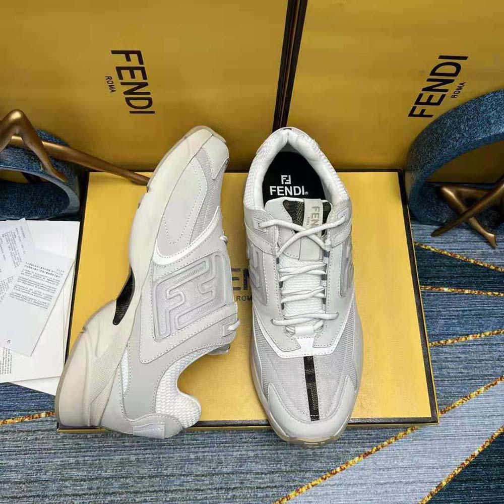 Fendi Men Faster Trainers White Nubuck Leather Low-Tops - image 6