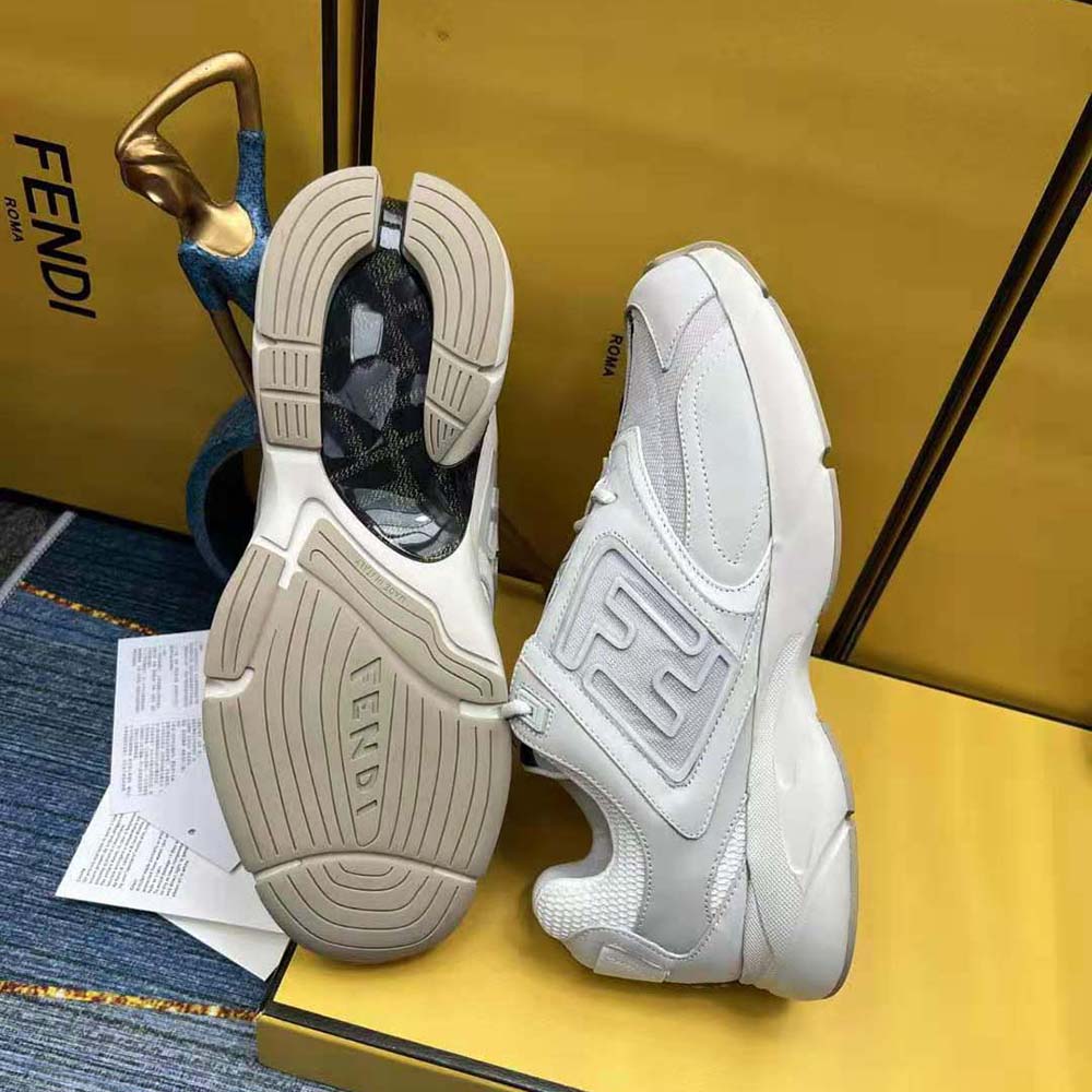 Fendi Men Faster Trainers White Nubuck Leather Low-Tops - image 9