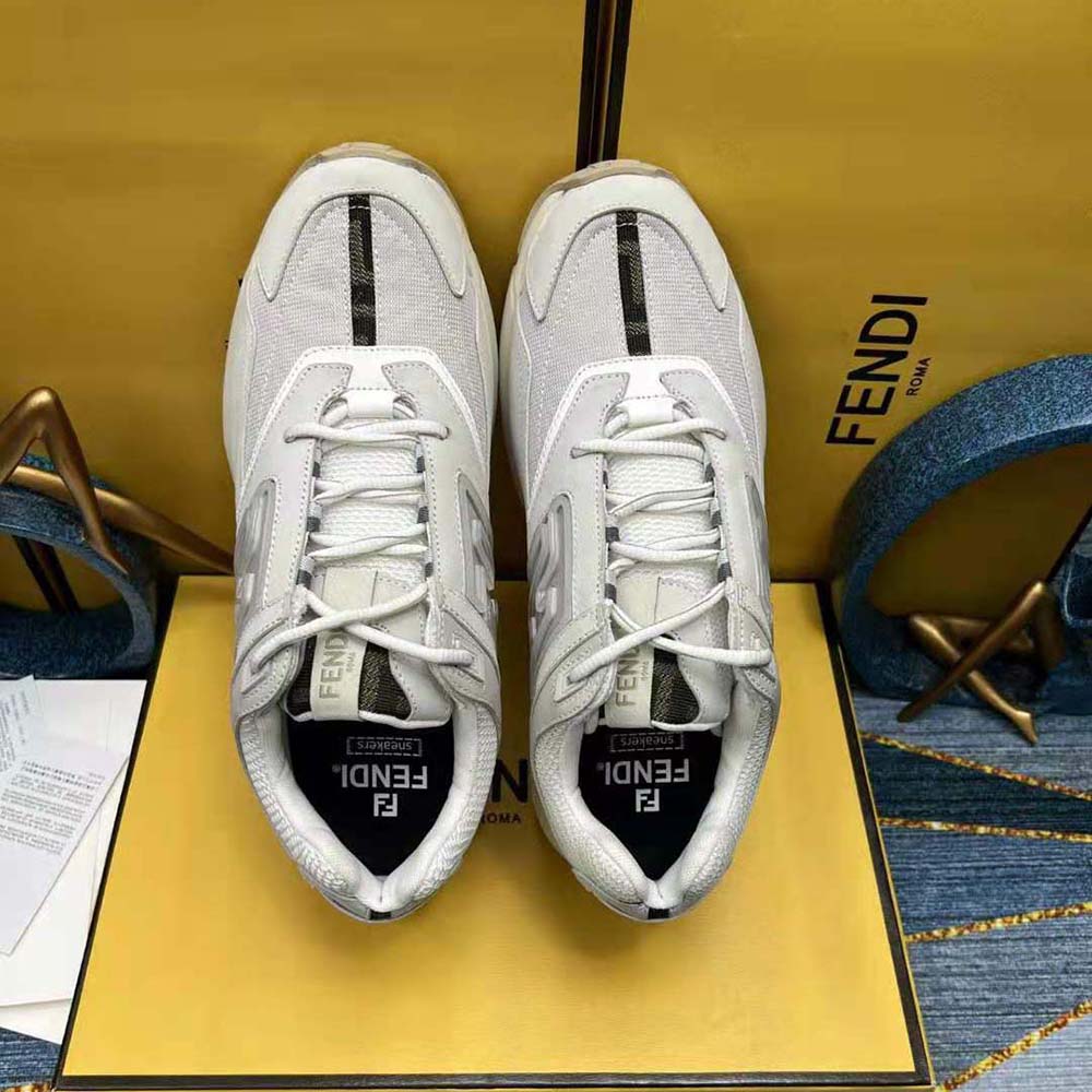 Fendi Men Faster Trainers White Nubuck Leather Low-Tops - image 4