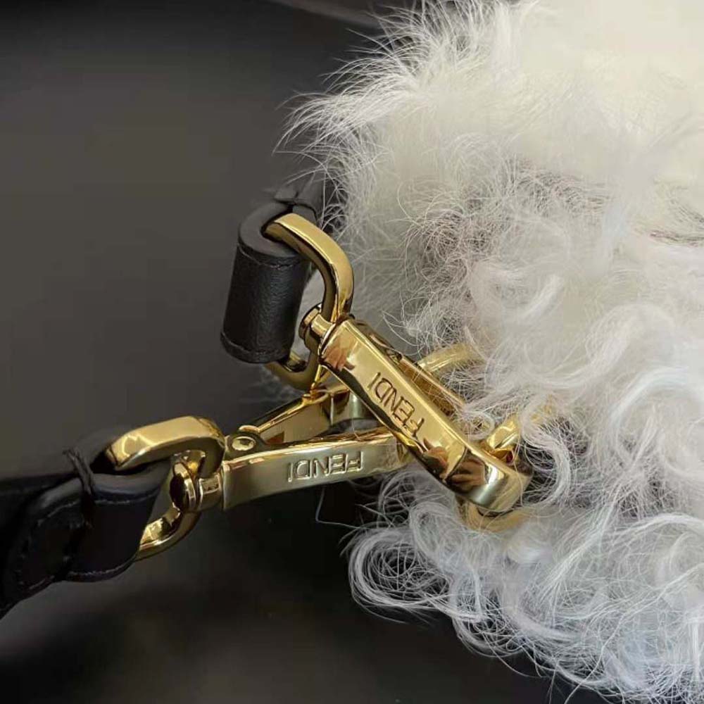 Fendi Women Baguette White Mohair Wool Bag - image 7