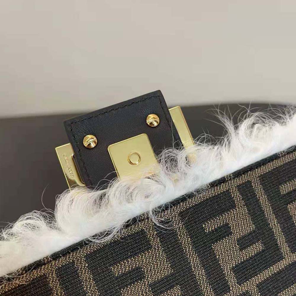 Fendi Women Baguette White Mohair Wool Bag - image 8