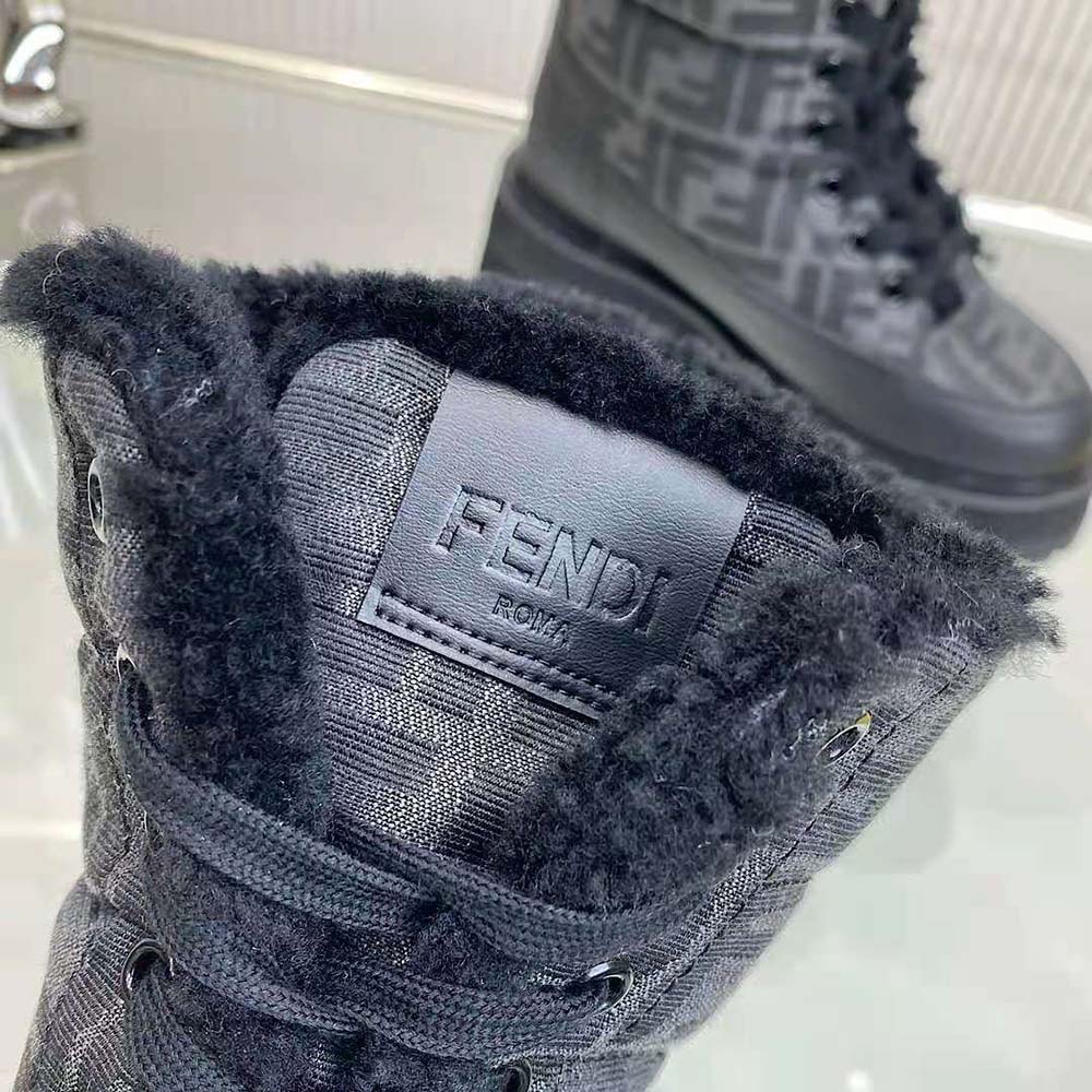 Fendi Women Biker Boots Black Leather Biker Boots - image 9