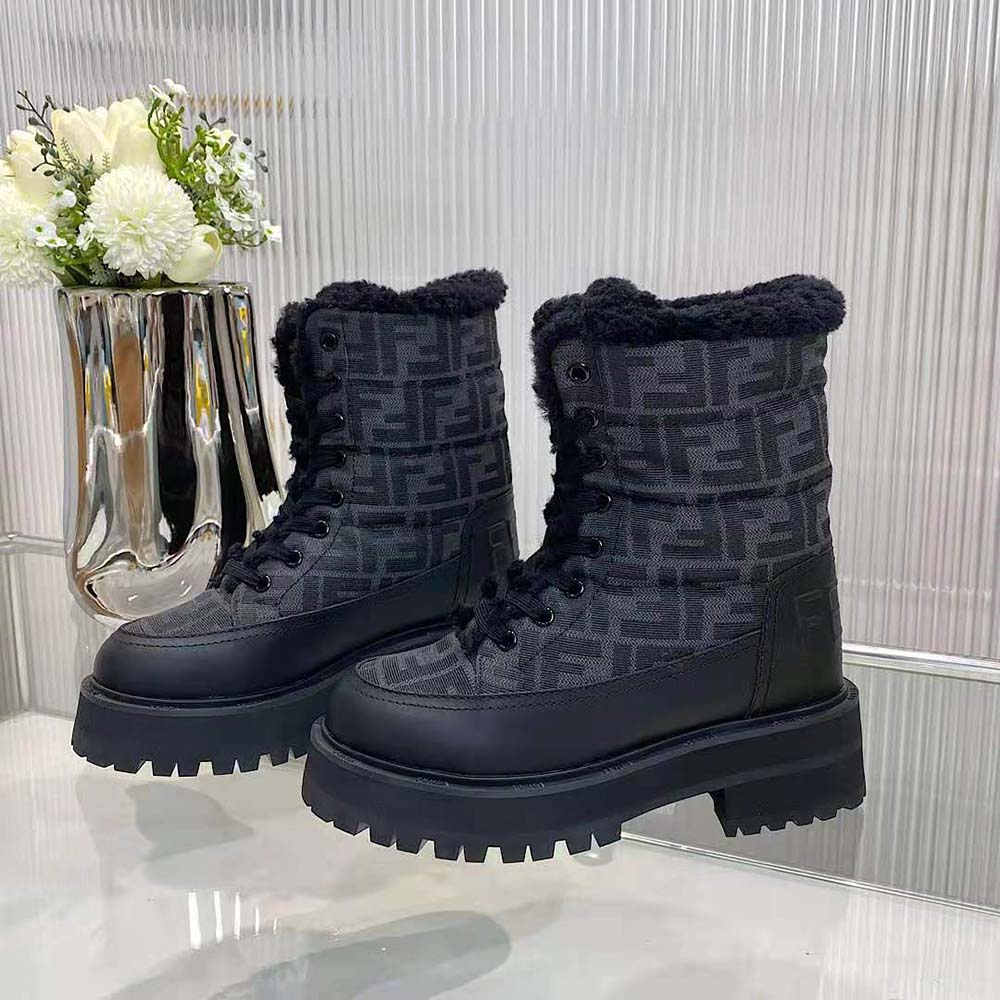 Fendi Women Biker Boots Black Leather Biker Boots - image 4