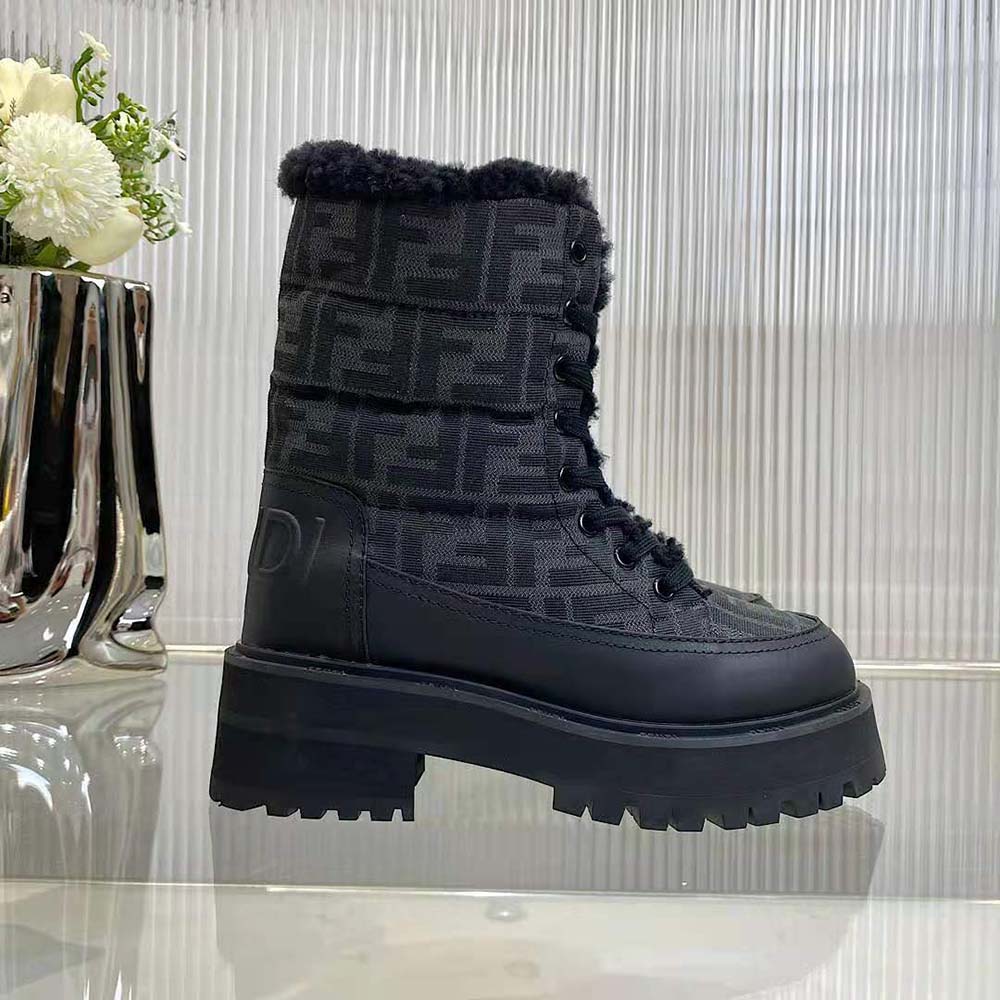 Fendi Women Biker Boots Black Leather Biker Boots - image 7