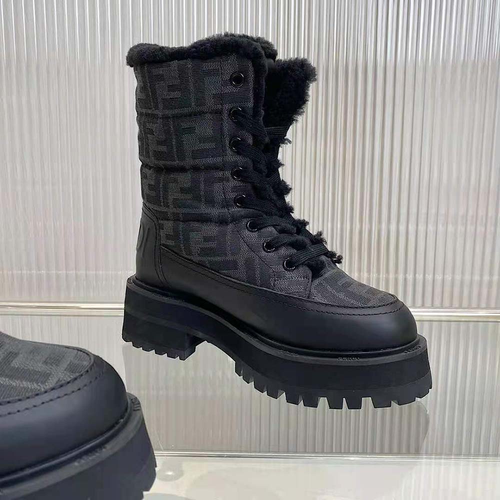 Fendi Women Biker Boots Black Leather Biker Boots - image 6