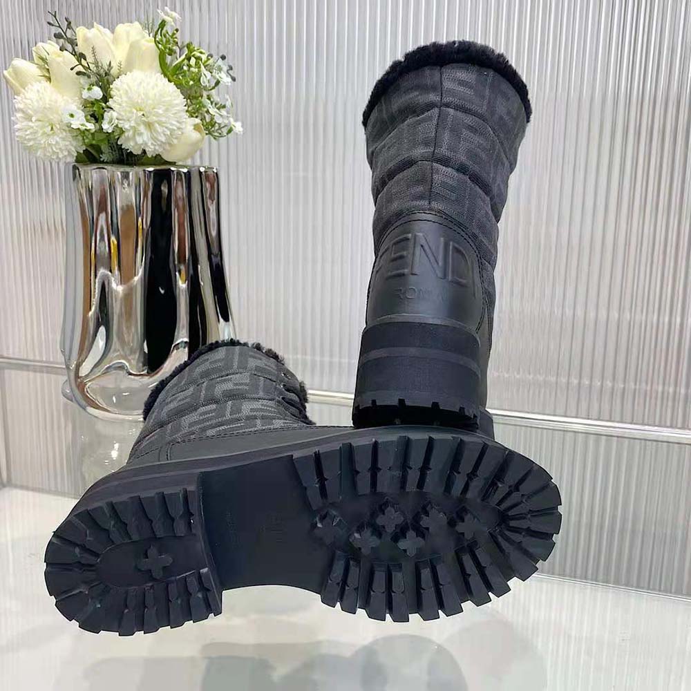 Fendi Women Biker Boots Black Leather Biker Boots - image 8