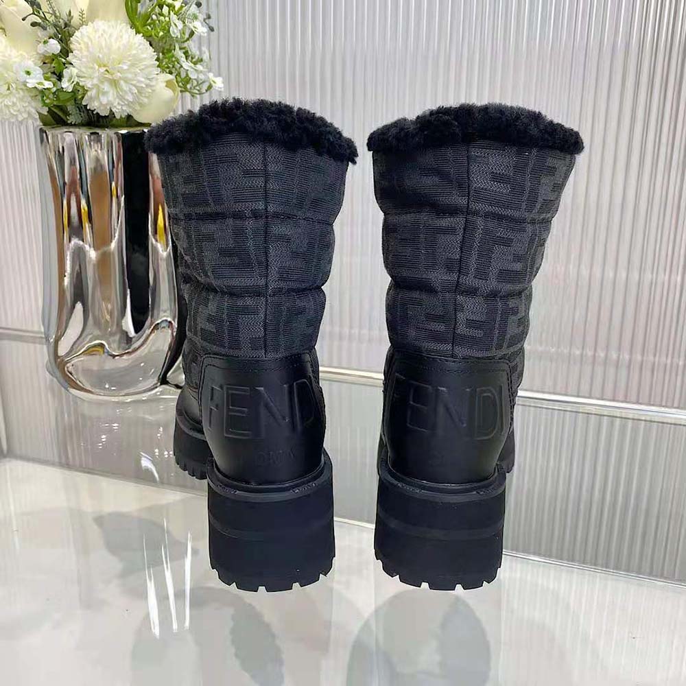 Fendi Women Biker Boots Black Leather Biker Boots - image 5