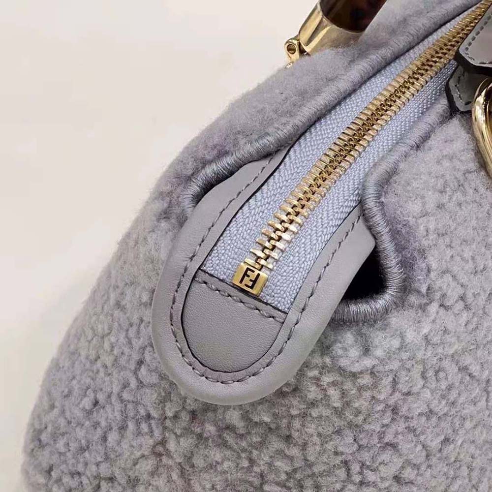 Fendi Women By The Way Mini Light Gray Sheepskin Small Boston Bag - image 6