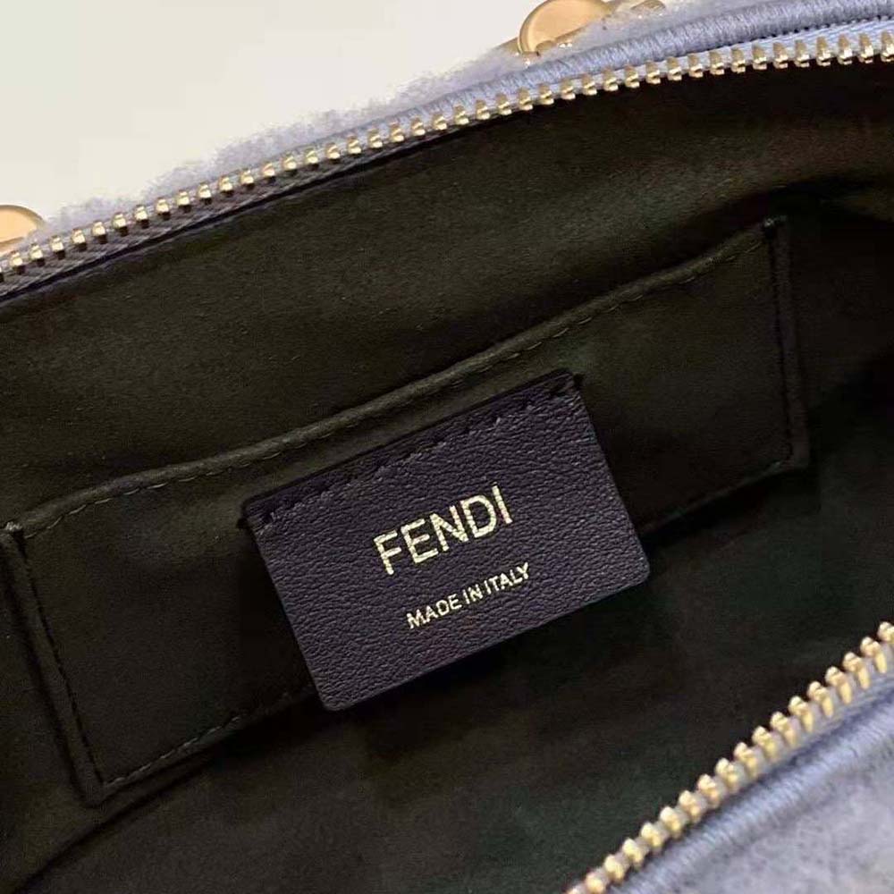 Fendi Women By The Way Mini Light Gray Sheepskin Small Boston Bag - image 9