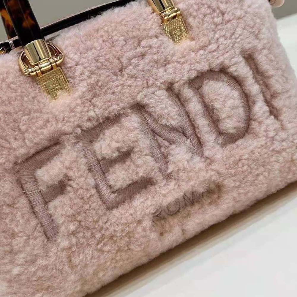 Fendi Women By The Way Mini Light Pink Sheepskin Small Boston Bag - image 8