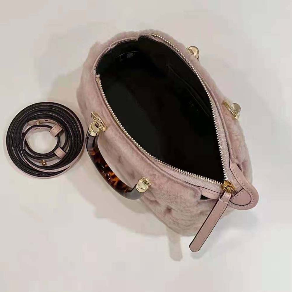 Fendi Women By The Way Mini Light Pink Sheepskin Small Boston Bag - image 5