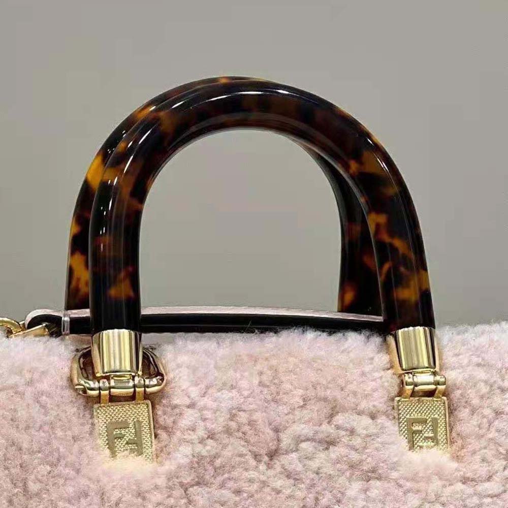 Fendi Women By The Way Mini Light Pink Sheepskin Small Boston Bag - image 6