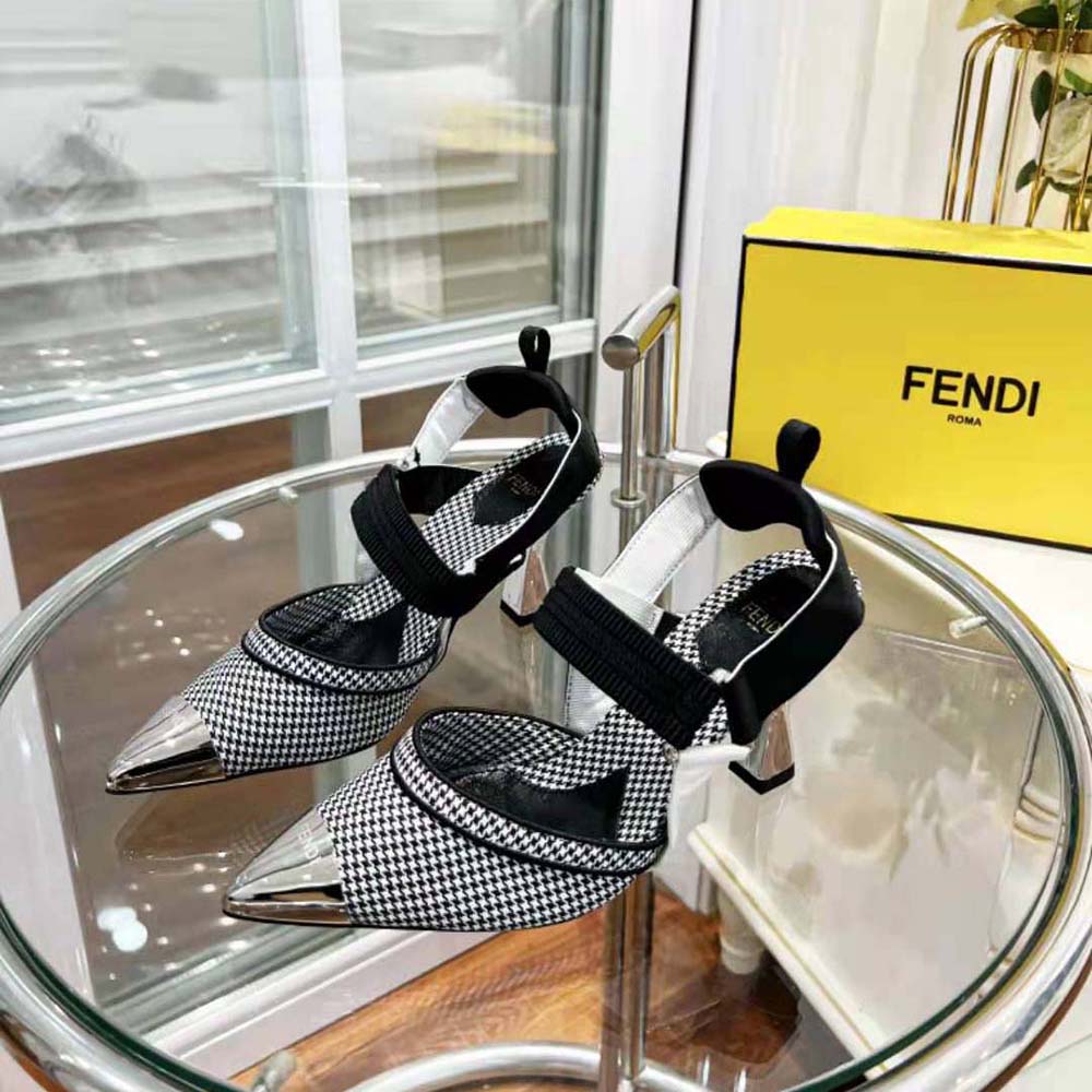Rear angle showing adjustable slingback strap on Fendi Women Colibrì High-Heeled Slingbacks