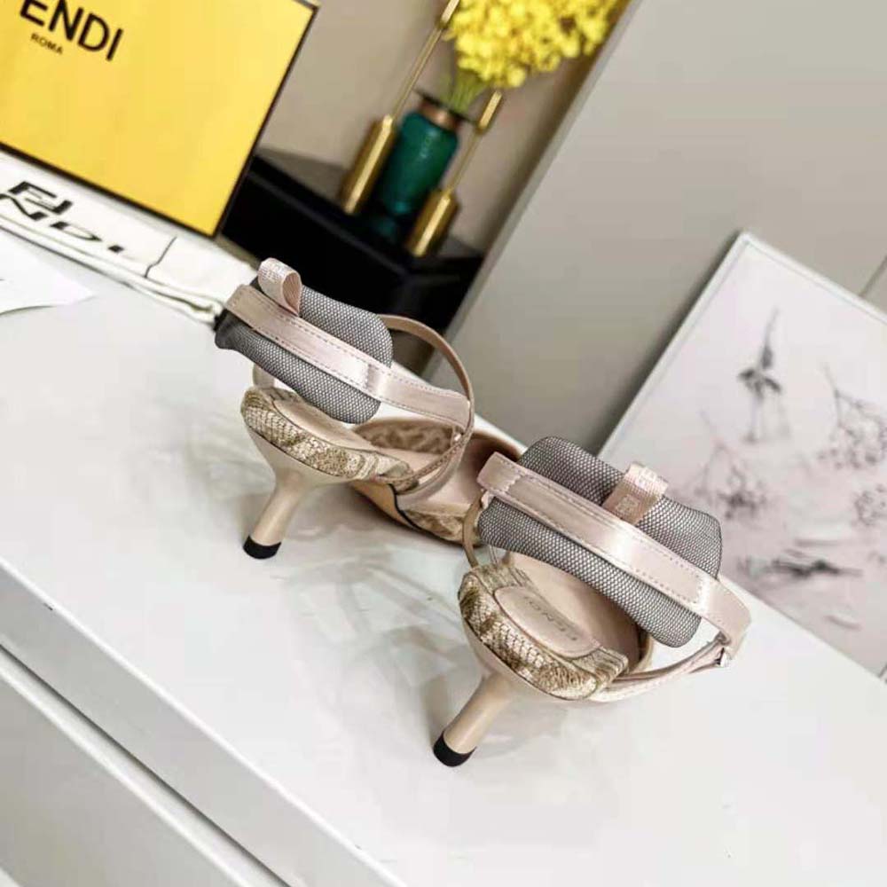Fendi Women Colibrì Lite Medium-Heel Beige FF Chenille Slingbacks - image 8