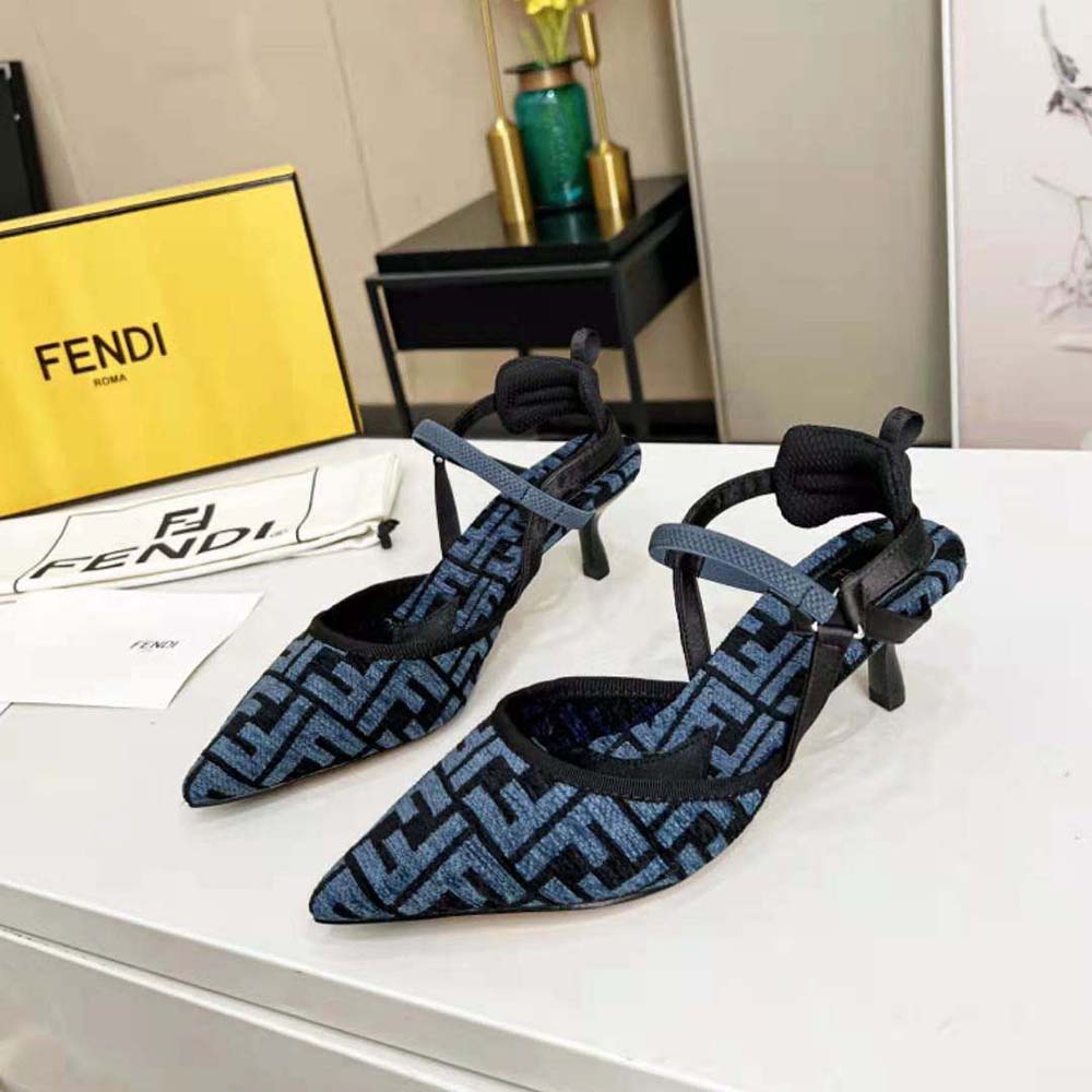 Rear angle showing adjustable slingback strap on Fendi Colibrì Lite shoes