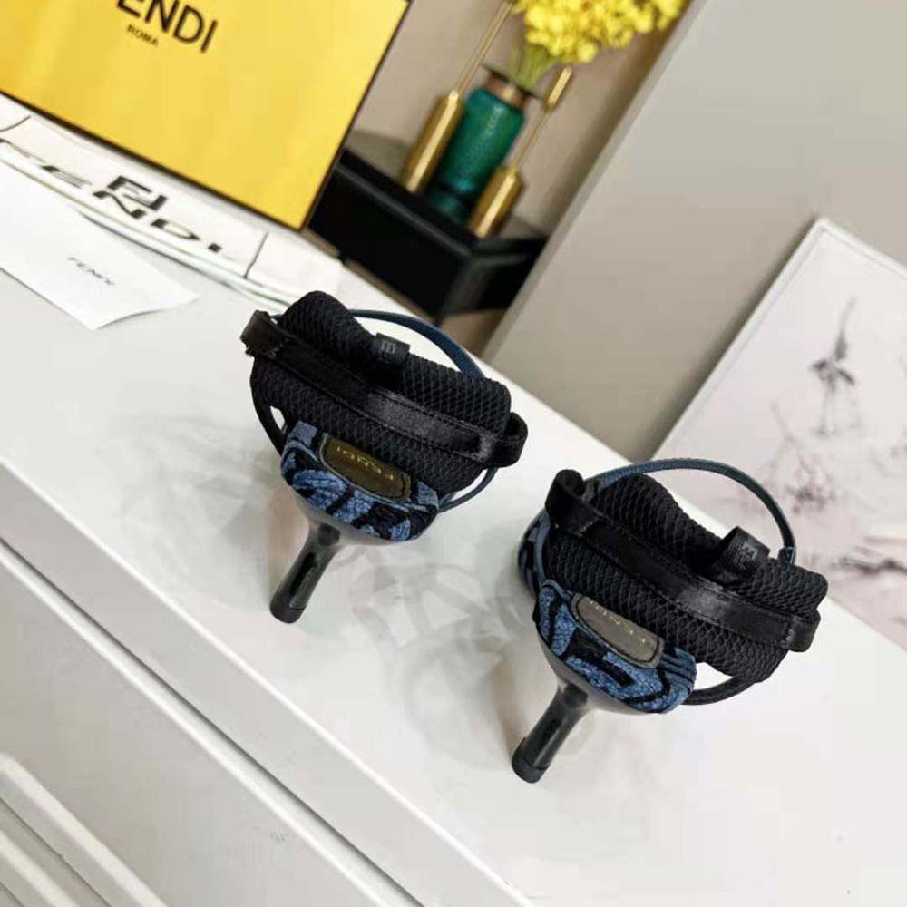 Fendi Women Colibrì Lite Medium-Heel Blue FF Chenille Slingbacks - image 9