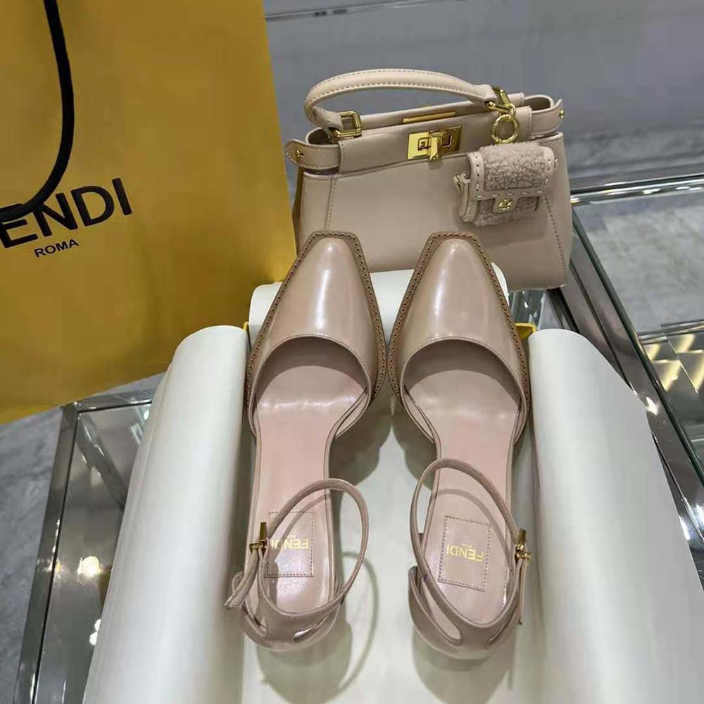 Fendi Women Cut Pink Leather High-Heeled Court Shoes - image 4