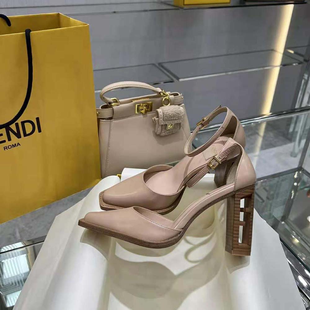 Fendi Women Cut Pink Leather High-Heeled Court Shoes - image 5